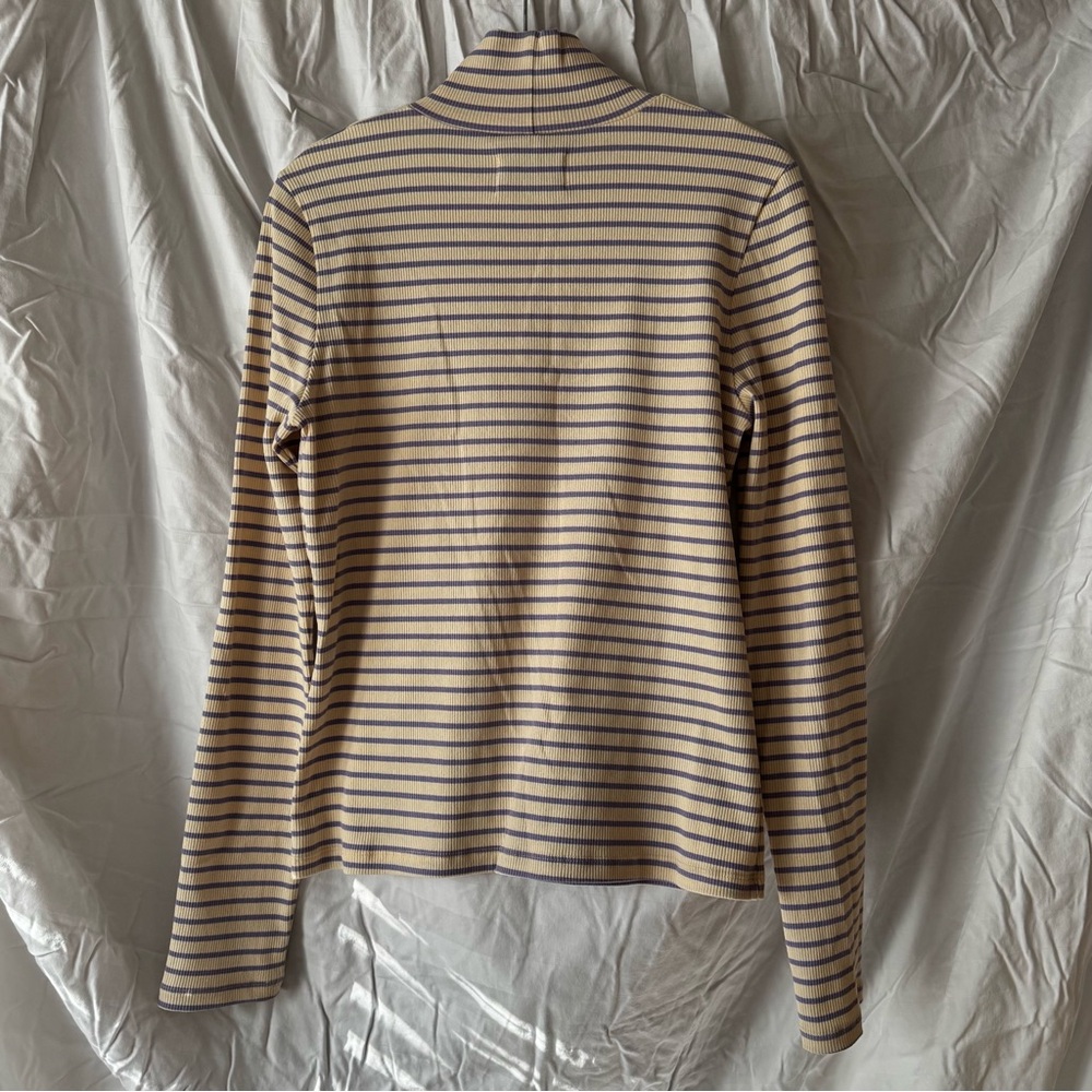 Odeyalo ribbed stripe turtleneck top - NWOT - Canadian slow fashion - L large - Picture 2 of 3